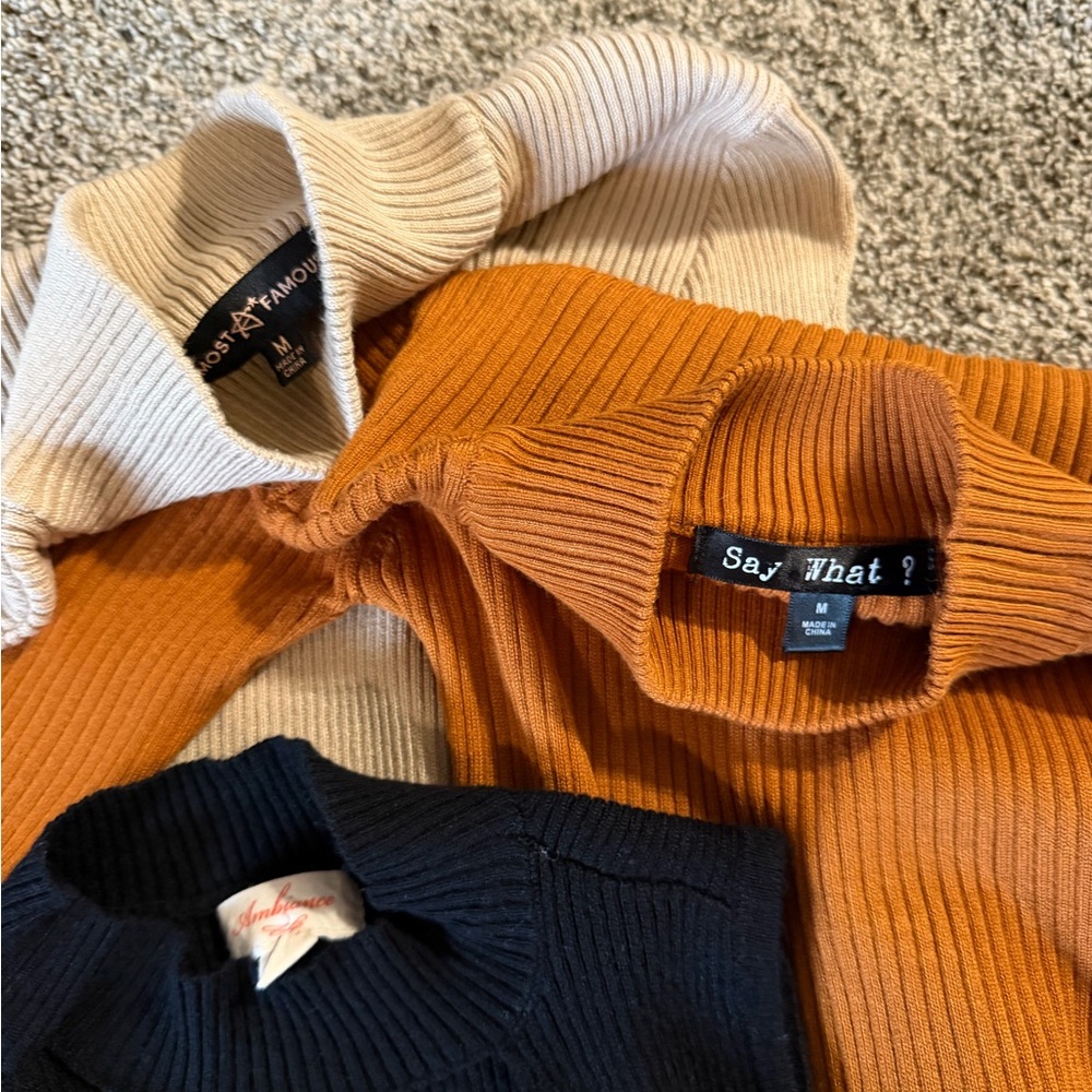 EUC LOT OF 5 medium Women's Sweater Black, cream, Tan, Orange dress - Picture 4 of 8